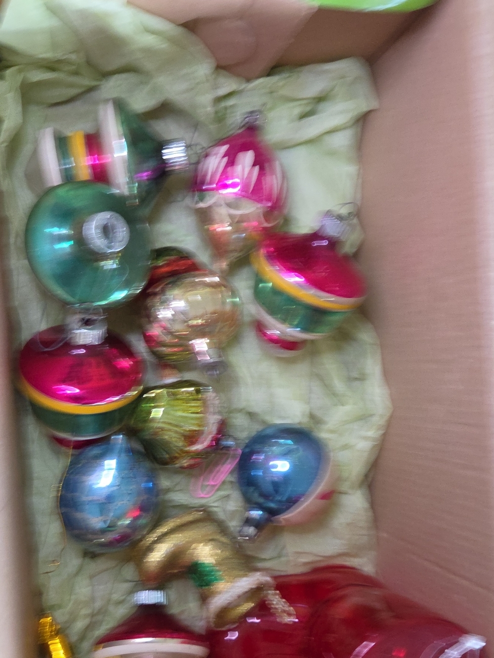 Multicolor Mercury Style Glass Holiday Ornament Set - Vintage